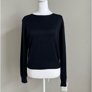 17 North 100% Silk Crewneck Sweater Navy Blue Modest